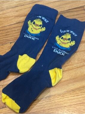 Novelty Navy & Yellow Duck Crew Socks - Unbranded